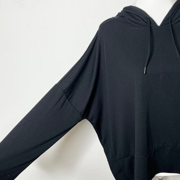 Mondetta Women's Ottoman Athletic Hoodie Top XL Black Oversized Boxy Long Sleeve - Picture 4 of 9